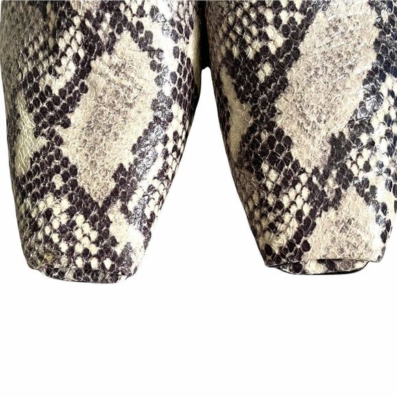 L’INTERVALLE Python Snake Print Square Toe Mule Heels Black Cream 40 - Picture 6 of 13